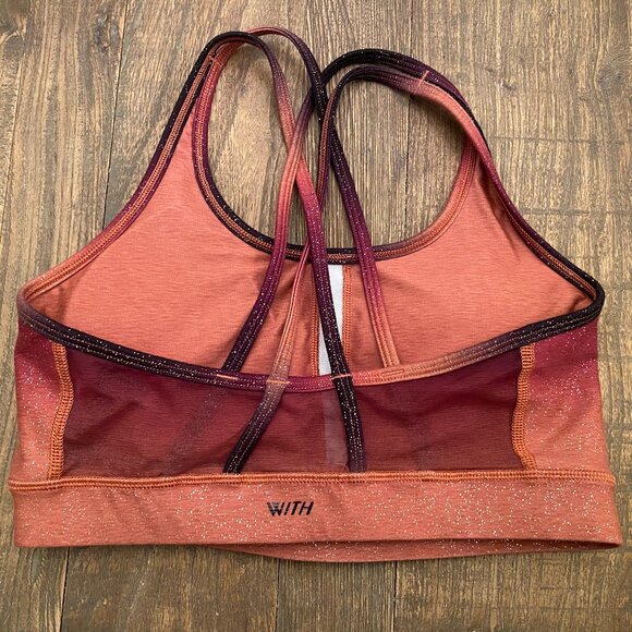 Peloton x WITH Sunrise Fade Strappy Sports Bra Wireless Medium Lined Cup - Picture 2 of 3